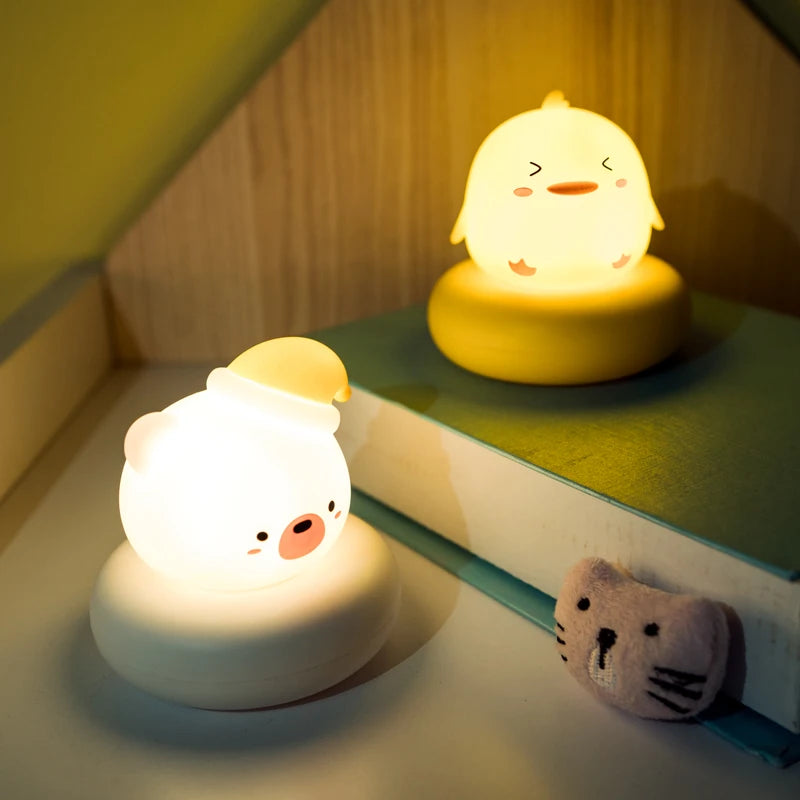 Children'S Night Light USB Wall Lamp Rabbit Bear Duck Cat Night Lamp for Bedroom Baby Kid Room Decor Toys Child Gifts