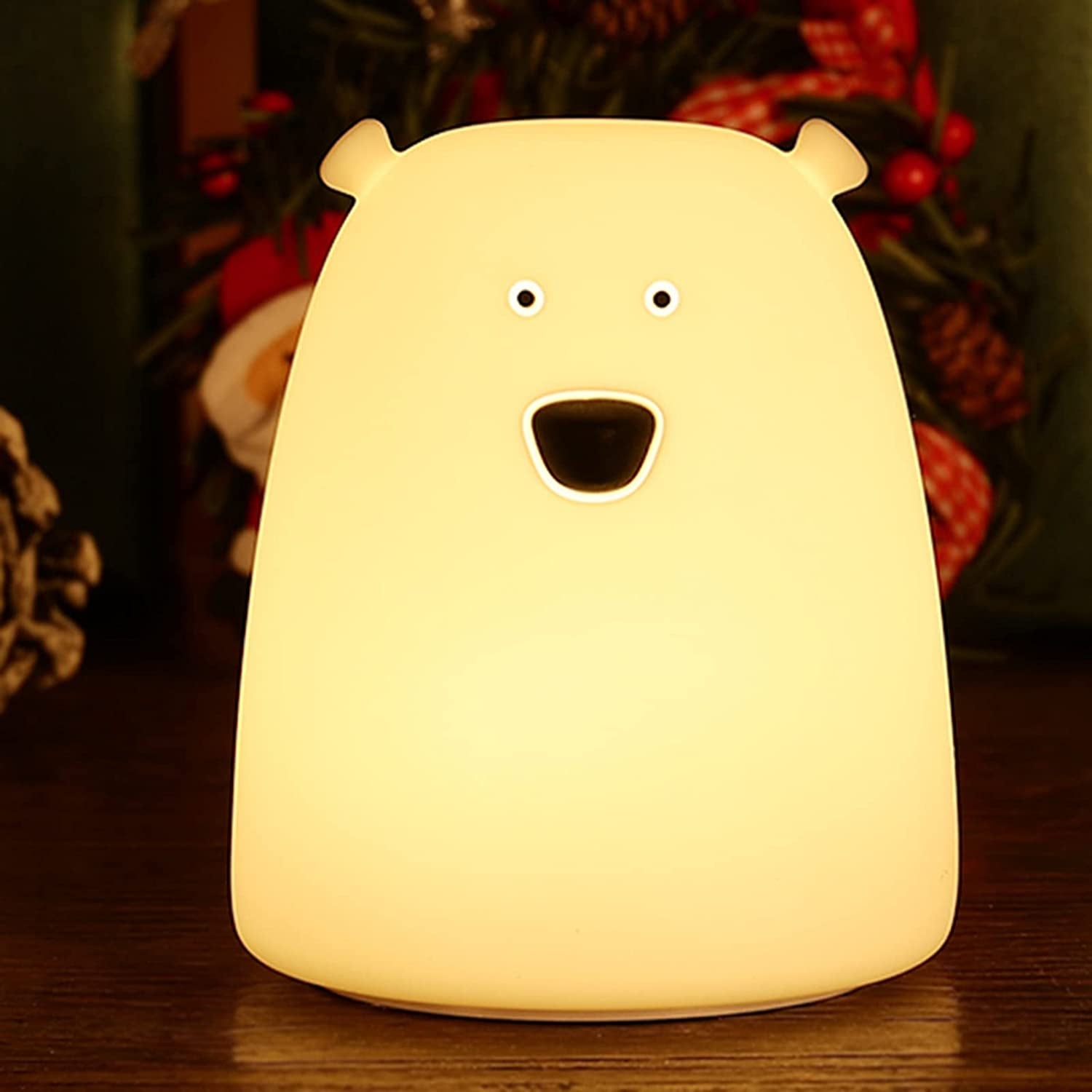 Night Light for Kids, Cute Night Lamp Battery Powered Night Light for Kids Silicone Soft LED Nightlights, Baby Nursery Squishy Light Birthday Gifts for Girls and Boys (Bear)