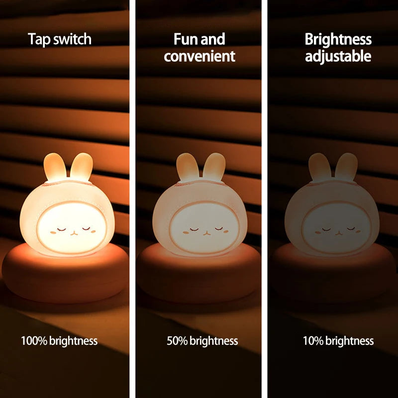 Children'S Night Light USB Wall Lamp Rabbit Bear Duck Cat Night Lamp for Bedroom Baby Kid Room Decor Toys Child Gifts