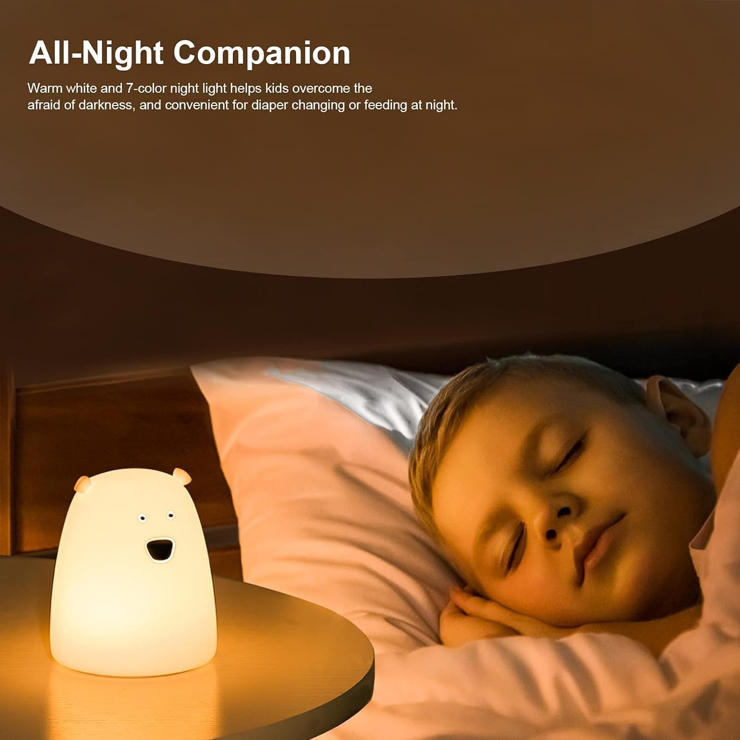 Night Light for Kids, Cute Night Lamp Battery Powered Night Light for Kids Silicone Soft LED Nightlights, Baby Nursery Squishy Light Birthday Gifts for Girls and Boys (Bear)